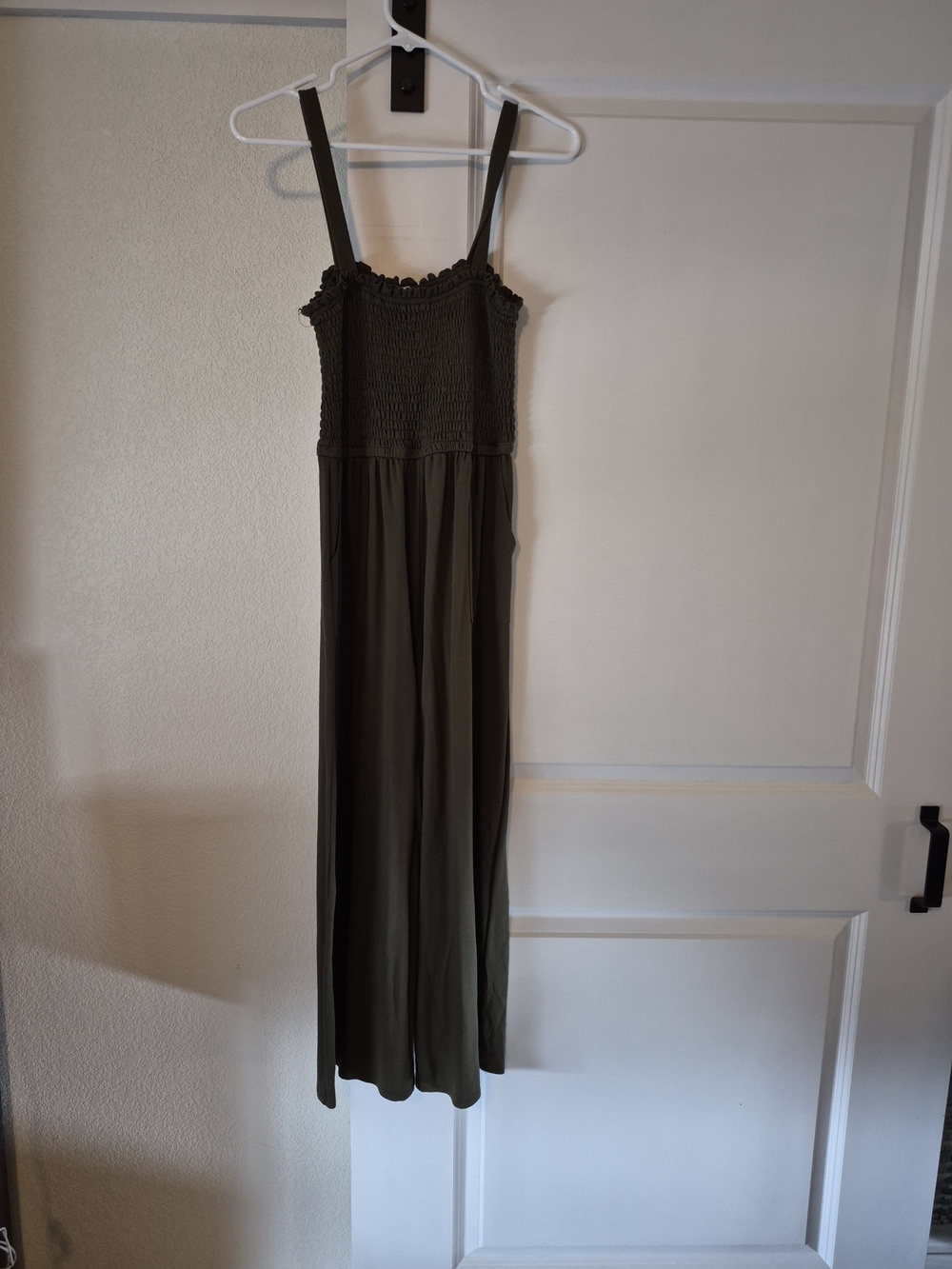 Moa Moa Olive Green Smocked Jumpsuit
